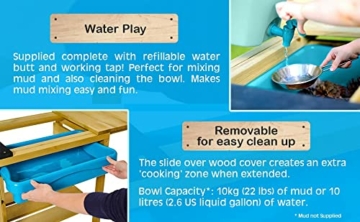TP Toys | Deluxe hölzerne Matschküche für Jungen und Mädchen 3+ | Kinder Outdoor-Küche Spielset mit Wasserpfanne, Garten Waschbecken und Küchenzubehör | Garten Pretend Play für Kleinkinder - 10