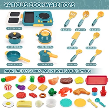 REMOKING Küche Spielset Kinderspielzeug, Kochen Küchenzubehör und Lebensmittel Spielzeug Set, Rollenspiel Küchenset für Kinder Jungen Mädchen 3 4 5 6 7 8 Jahre - 7
